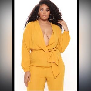 Fashion Nova Mustard Yellow Jumpsuit